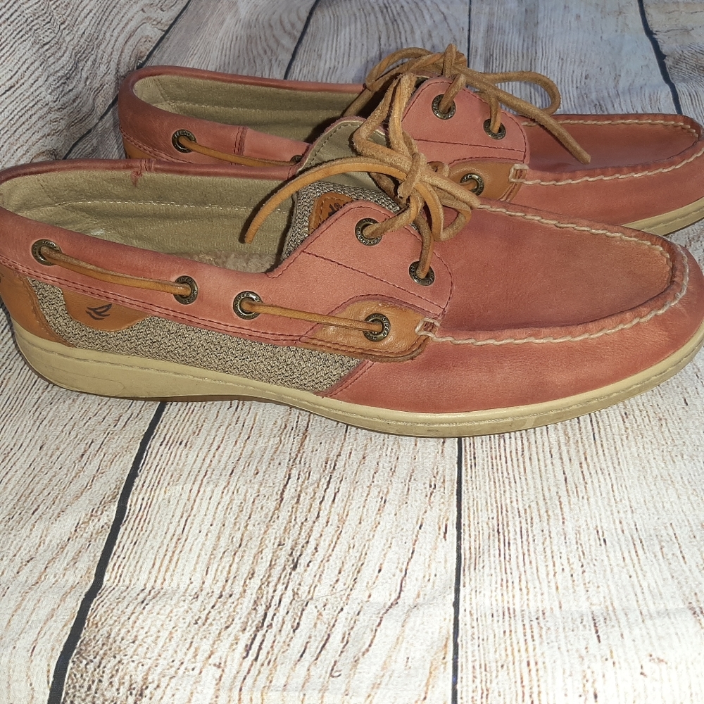 Sperry Womens Boat Shoes Size 9.5 Salmon Color